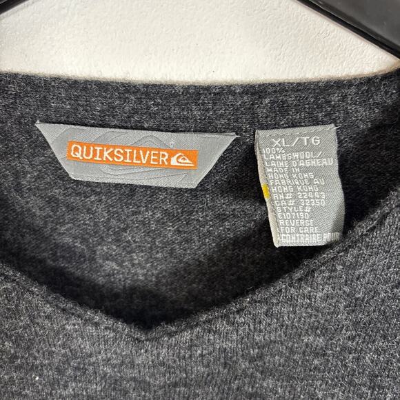 Quicksilver Men Sweater XL 100% Lambswool Two Tone Grey Warm Winter Fall - Picture 4 of 8